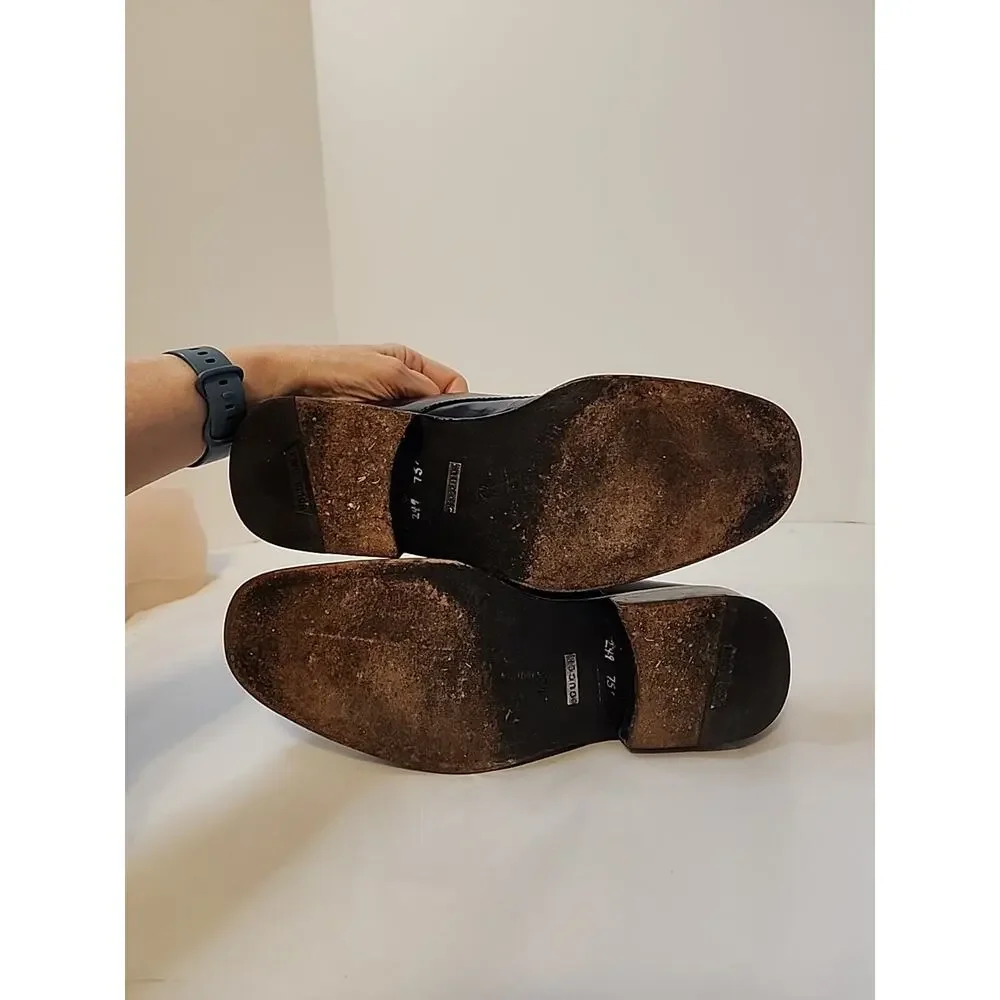GUCCI Men’s Black Leather Double Monkstrap Oxfords Shoes Size 8.5 E Wide